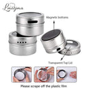 LMETJMA Magnetic Spice Jars with Spice Rack 304 Stainless Steel Spice Tins Spice Storage Jar Tins Pepper Seasoning Shakers Jars