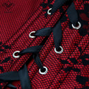 Women Halloween Steampunk Corset Sexy Bodice Long Sleeve Red Corselet Lace Up Bustier Party Club Wedding Tops Plus Size S-6XL