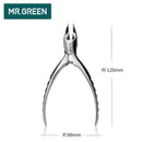 MR.GREEN 高品质不锈钢超锋利指甲刀（带死皮推刀），适用于修剪脚趾甲、嵌甲及美甲。