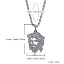 TOPGRILLZ Solid Back Iced Out JESUS Christ Head Face Pendants Necklaces Hip Hop Gold Silver Color Chain for Men Women Jewelry