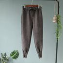 Casual Autumn Winter Women Pants Korean Elastic High Waist Pockets Suede Harem Pants Trousers Women Pantalon Femme