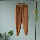 Casual Autumn Winter Women Pants Korean Elastic High Waist Pockets Suede Harem Pants Trousers Women Pantalon Femme