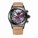 Reef Tiger/RT Chronograph Sport Watches for Men Skeleton Dial with Date Three Counters Luminous Rose Gold Unique Watches RGA792