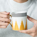 Luxury Gold Totems Mosaic Geometric Flamingo Ceramic Coffee Mug Coffee Cup Gold Breakfast Milk Water Cup Couple Creative Gifts