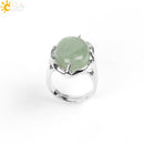 CSJA New Women Finger Rings Oval Natural Stone Cabochon Tiger Eye Opal Unakite Pink Quartz Lapis Lazuli Chakra Wedding Ring E583