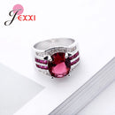 Classic Red Crystal  Rings Wedding Engagement Pure 925 Sterling Silver Rings For Women Latest Style Accessory