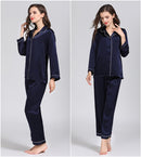 100%桑蚕丝女士经典睡衣套装 睡裙家居服 M L XL YM007