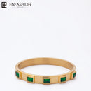 Enfashion Zirconia Crystal Cuff Bracelet Manchette Gold color Stainless Steel Bangle Bracelet For Women Bracelets Bangles 172001