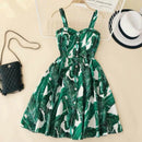 Marwin New-Coming Summer Women Spaghetti Strap Print Floral Sleeveless Empire Beach Dresses High Street Style