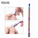 ROSALIND Cuticle Pusher 1PCS Rainbow Stainless Steel Cuticle Nail Art tools 2 Way Spoon Pusher Remover Tools Pedicure Manicure