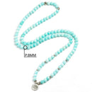 8mm Faced Natural Blue Chalcedony 108 Mala Beads Bracelet Buddhist Om Charm Bracelet For Women Handmade Men Bangle Jewelry Gift