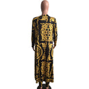 2021 New African Print Elastic Bazin Baggy Pants Rock Style Dashiki SLeeve Famous Suit For Lady/women coat and leggings 2pcs/se