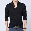 Hot Sale 2022 New Autumn Men's T Shirt Fashion Flower Print V Neck Long Sleeve T Shirt Mens Clothes Trend Casual Top Tee Men 5XL