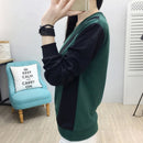shintimes 拼色套头衫长袖 Sudadera Mujer 2021 秋冬大码女装连帽卫衣