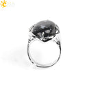 CSJA New Women Finger Rings Oval Natural Stone Cabochon Tiger Eye Opal Unakite Pink Quartz Lapis Lazuli Chakra Wedding Ring E583