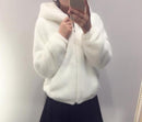 Rabbit imitation fur winter grass mink faux fur coat ladies artificial fur hooded soft plus size 2021 women's jacket red,4XL,5xl