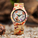 BOBO BIRD 女士木质手表 女士montre femme 竹制表带 蝴蝶彩绘石英表 带木质礼品盒 OEM W-O20