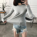 Striped Elastic T Shirt Women 2022 Spring Top Casual O Neck Long Sleeve Shirt Cotton T-Shirts Tops Knitted Blusas Big Size D108
