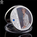 Collectible British Diana Princess Rose With Diamond Last Rose Professional Commemorative Token Coin