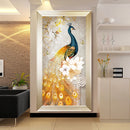 Zozack Needlework DIY Cross stitch For Full Embroidery kit Vertical gold peacock painting on canvas cross-stitch sets Wall Decor