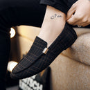 2022 New Fashion Men's Shoes Spring Style Canvas Men Loafers Comfortable Leather Shoes Men Flats Metal Decoration Driving Shoes
