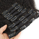 YVONNE Kinky Straight Clip In Human Hair Extensions Brazilian Virgin Hair Natural Color 7 Pieces/set 120g