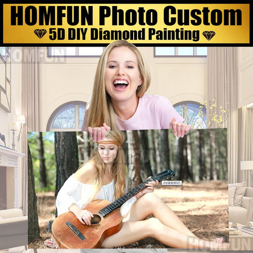 HOMFUN 照片定制制作您自己的钻石画定制全钻钻石5D DIY画刺绣十字绣粘贴