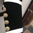 HIGH STREET New Fashion 2023 Designer Blazer Women's Classic Black White Color Block Metal Buttons Blazer Jacket Outer Wear