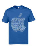 Wordcloud Apple Typography Letter Tshirts Text Crewneck 100% Cotton Man Tops T Shirt Language Quotes Tshirts For Men