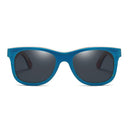 EZREAL Skateboard Wooden Sunglasses Blue Frame With Coating Mirrored Bamboo Sunglasses UV 400 Protection Lenses in Wooden Box