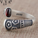 V.YA Retro Red Garnet Rings 925 Sterling Silver Ring for Women Female Natural Semi-precious Stone Jewelry Birthday Gift