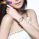 SKMEI 奢侈品牌女士手表钻石表盘手链腕表女孩优雅女士石英表女式连衣裙手表 1400