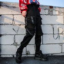 Black High Waist Cargo Pants Women Casual Punk Pants Gothic Streetwear Pencil Harajuku Cool Trousers Fashion Hip Hop Girls Pants