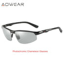 AOWEAR Photochromic Sunglasses Men Polarized Day Night Driving Glasses High Quality Aluminium Rimless Chameleon Eyewear Gafas