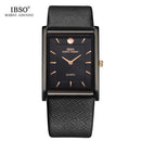 IBSO Ultra-Thin Rectangle Dial Men Watches Soft Leather Strap Quartz Wristwatch Classic Business Watch Men Relogio Masculino