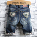 Men's Hole Denim Shorts 2022 Summer New Fashion Casual Slim Fit Ripped Retro Short Jeans Male Brand