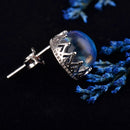 ITSMOS Blue Round Crystal Stud Earring 100% s925 silver Wave Lace Simple Elegant Earring for Women Gemstone Jewelry Gift