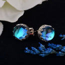 ITSMOS Blue Round Crystal Stud Earring 100% s925 silver Wave Lace Simple Elegant Earring for Women Gemstone Jewelry Gift
