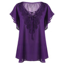 Plegie Large Size Lace Patchwork Shirt Womens Tops and Blouses Short Sleeve Big Size Blusas Femininas Blusas Mujer De Moda 2022
