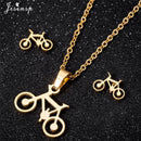 Jisensp Ecg Heartbeat Necklace Love Heart Necklaces Pendants for Women Gold Stainless Steel Jewelry Earrings Doctor Accessories