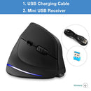 Lefon Vertical Wireless Mouse Game Rechargeable Ergonomic Mouse RGB Optical USB Mice For Windows Mac 2400 DPI 2.4G For PUBG LOL