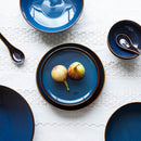 Single Dim Deep Blue Color Ceramic Tableware European Retro Glazed Dinnerware Pottery Porcelain Dish Plate Household Rice Dish