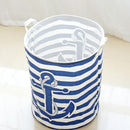 New Stripe anchor Laundry Hamper folding waterproof Clothes Storage Baskets Home decoration barrel kids toy organizer basket
