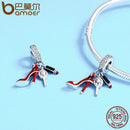 BAMOER 100% 925 Sterling Silver Women Shoes, Mirror Makeup Pendant Charm fit Women Bracelet DIY Jewelry Women Gift SCC457