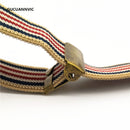 NEW Bronze 3 clip buckle suspenders elastic strap 4 stripes retro women&
