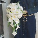 Meldel Bride Waterfall Wedding Bouquet Artificial Vintage Peony Hydrangea Flower Calla Lily Marriage Supplies Luxurious Bouquets