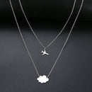New Simple Sequins Cloud Necklace Aircraft Stars Heart Pendant Multilayer Chain Necklaces For Women Gift Stainless Steel Jewelry