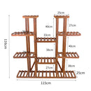 UNHO Multi-Tier Plant Stand, 46in Height Wood Flower Rack Holder 16 Potted Display Storage Shelves Indoor Outdoor for Patio Gard