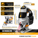 DEKO Jig Saw Electric Home Power Tools Miter Saw Machine DKJS80Q1 Laser Variable Speed with Metal Guide Ruler,Blade,Allen Wrench
