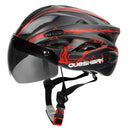 QUESHARK Men Women Ultralight Cycling Helmet MTB Road Bike Bicycle Motorcycle Riding Removable Yellow Colorful Lens QE111